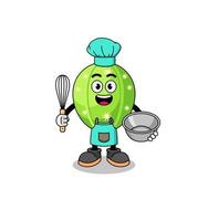 illustratie van cactus net zo een bakkerij chef vector