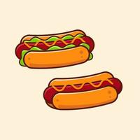 hotdogs met mosterd saus vector