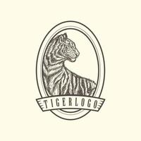 wijnoogst tijger logo vector illustratie ontwerp voor uw bedrijf of bedrijf