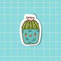 schattig cactus in een pot getrokken door hand- tekenen. Mexicaans cactus sticker. vector tekening illustratie