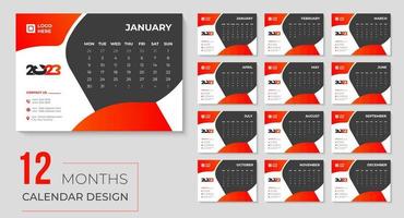 kalender ontwerp 2023 maandelijks en jaarlijks bureau kalender sjabloon voor gelukkig nieuw jaar vector