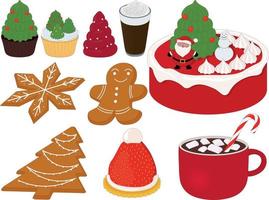 Kerstmis en nieuw jaar themed desserts verzameling vector illustratie