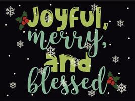 blij vrolijk en gezegend 04 vrolijk Kerstmis en gelukkig vakantie typografie reeks vector