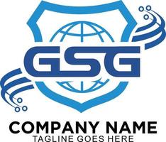 gsg eerste logo met schild ontwerp concept vector