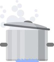 pan. grijs staal kookgerei. groot werktuig met deksel voor koken water. keuken element en soep voorbereiding. vlak vector illustratie