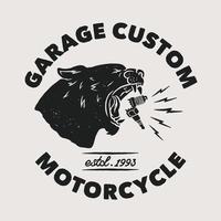 hand- getrokken wijnoogst stijl van jaguar logo, motorfiets en garage Op maat logo insigne vector