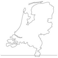 doorlopend lijn tekening van kaart Nederland vector lijn kunst illustratie