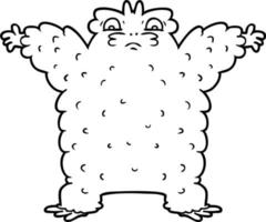 lijn tekening tekenfilm schattig yeti vector