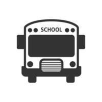 zwart en wit icoon school- bus vector