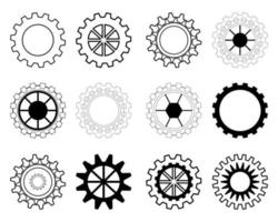 verzameling van tand uitrusting wiel een deel bouwkunde fabriek icoon element decoratie grafisch ontwerp abstract achtergrond vector illustratie