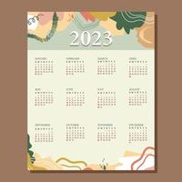 hand- getrokken esthetisch 2023 kalender sjabloon vector