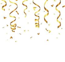 gouden klein confetti en wimpel lint vallend Aan transparant achtergrond. vector