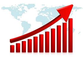 grafiek ontwerp rood diagram pijl omhoog met wit achtergrond illustratie vector