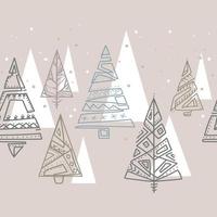 Kerstmis bomen naadloos grens patroon in Scandinavisch stijl, eenvoudig artistiek lijn beroerte vector illustratie.kerstmis ontwerp voor groet kaart.vrolijk Kerstmis boom banier, behang of backdrop decor