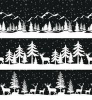 Kerstmis naadloos patroon. sneeuw winter landschap met hert. vrolijk Kerstmis groet kaart. vector