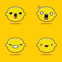 vector illustratie van kawaii citroen emoji sticker