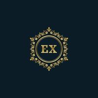 brief ex logo met luxe goud sjabloon. elegantie logo vector sjabloon.