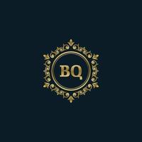 brief bq logo met luxe goud sjabloon. elegantie logo vector sjabloon.