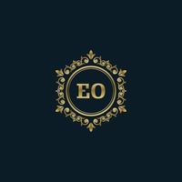 brief eo logo met luxe goud sjabloon. elegantie logo vector sjabloon.