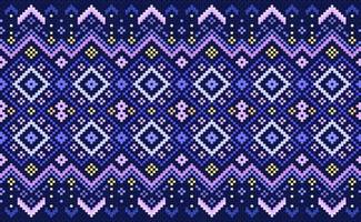 borduurwerk etnisch patroon, vector meetkundig abstract achtergrond, kruis steek klassiek aztec stijl, Purper patroon mooi horizontaal, ontwerp voor textiel, kleding stof, achtergrond, digitaal afdrukken, grafisch