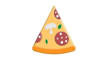 vectorillustratie. pizzaplak met gesmolten kaas en pepperoni. hand getrokken doodle. cartoon schets. decoratie voor wenskaarten, posters, emblemen vector