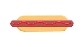 heet hond Aan wit achtergrond, vector illustratie. bun met worst, ketchup, mosterd. hartelijk vulling, een schadelijk gerecht. lunch met boterhammen. bachelor opleiding leven. kwaad naar Gezondheid