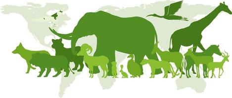 groen silhouet van wild dieren vector