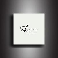 sk handtekening stijl monogram.calligraphic belettering icoon en handschrift vector kunst.