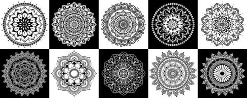 reeks van zentangle mandala's, mandala voor henna, mehendi, tatoeëren, decoratief etnisch sier- elementen, oosters patronen vector