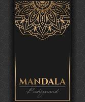 abstract goud luxe mandala achtergrond vector sjabloon, circulaire sier- arabesk patroon voor poster, omslag, brochure, uitnodiging, folder. zwart achtergrond met etnisch bloemen mandala elementen