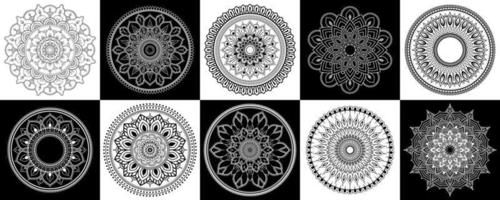 reeks van zentangle mandala's, mandala voor henna, mehendi, tatoeëren, decoratief etnisch sier- elementen, oosters patronen vector