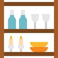 schappen dineren wijn opslagruimte meubilair huis - vlak icoon vector