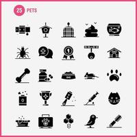huisdieren solide glyph pictogrammen reeks voor infographics mobiel uxui uitrusting en afdrukken ontwerp omvatten huisdier medisch geneeskunde fles bad douche huisdier dier icoon reeks vector