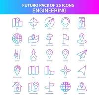 25 blauw en roze futuro bouwkunde icoon pak vector