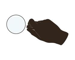 webhand van detective in zwart handschoen is Holding vergroten glas. vlak vector illustratie geïsoleerd Aan de wit achtergrond