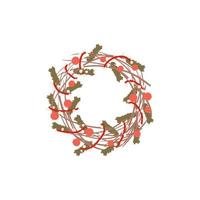 Kerstmis deur krans geïsoleerd Aan wit achtergrond, winter vakantie decoratie. decor van takken en hulst bladeren. vlak vector illustratie