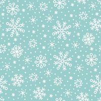 winter tekening sneeuwvlokken wit en pastel blauw vakantie patroon vector