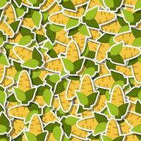 vlak maïs groente sticker naadloos patroon. modern achtergrond ornament met maïs groenten in helder geel kleur. vector illustratie
