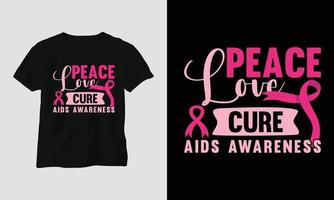 vrede liefde genezen AIDS bewustzijn - AIDS dag t-shirt ontwerp vector