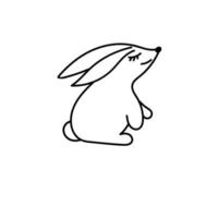 kleur bladzijde konijn Aan wit achtergrond. haas schets silhouet. vector illustratie van symbool van de jaar. konijn icoon of poster voor kinderen, Pasen, geschenk kaart, folder, banier, logo, sticker.