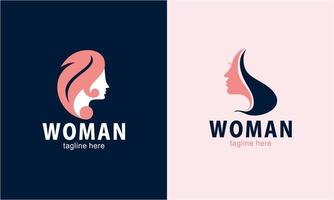 vrouw gezicht en schoonheid logo verzameling vector