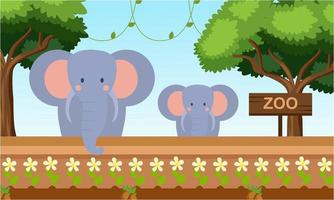 dierentuin tekenfilm illustratie met safari dieren Aan Woud achtergrond vector