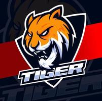 tijger hoofd mascotte logo esport ontwerp karakter voor illustratie, tatoeëren sport en gaming logo vector