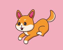 shiba inu rennen tekenfilm illustratie stijl vector