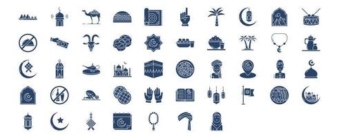 verzameling van pictogrammen verwant naar Ramadan, inclusief pictogrammen Leuk vinden iftar, masker, bidden en meer. vector illustraties, pixel perfect reeks