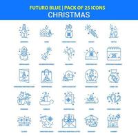 Kerstmis pictogrammen futuro blauw 25 icoon pak vector