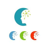 intelligentie- tech kleurrijk geest hoofd Gezondheid logo ontwerpen concept vector