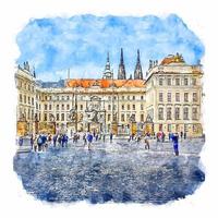 praag tsjechische republiek aquarel schets hand getekende illustratie vector