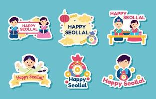 gelukkig seollal stickers reeks vector