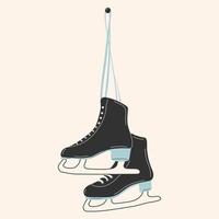ijs skates voor figuur het schaatsen in winter. buitenshuis het schaatsen baan. winter sport. vector illustratie